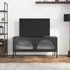 Image de vidaXL Meuble TV noir 105x35x50 cm verre et acier 352998