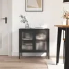 Image de Buffet Noir 70x35x70 Cm Verre Et Acier Vidaxl