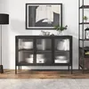 Image de Buffet Noir 105x35x70 Cm Verre Et Acier Vidaxl