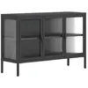 Image de Vidaxl buffet noir 105x35x70 cm verre et acier