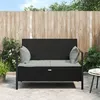 Image de Banc De Jardin À 2 Places Avec Coussins Noir Résine Tressée Vidaxl