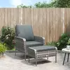 Image de Chaise De Jardin Avec Tabouret Gris Résine Tressée Vidaxl
