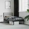 Image de Cadre De Lit Métal Sans Matelas Avec Tête De Lit Noir 75x190 Cm Vidaxl