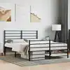 Image de Cadre De Lit Métal Sans Matelas Avec Pied De Lit Noir 140x190cm Vidaxl