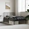 Image de Cadre De Lit Métal Sans Matelas Avec Tête De Lit Noir 100x200cm Vidaxl