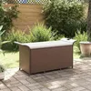 Image de vidaXL Banc de jardin avec coussin marron 116x46x57 cm résine tressée 363416
