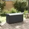 Image de Banc De Jardin Avec Coussin Noir 116x46x57 Cm Résine Tressée Vidaxl