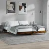 Image de Cadre De Lit Sans Matelas Ch  ne Fum © 200x200 Cm Bois Ing ©nierie Vidaxl