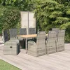 Image de vidaXL Ensemble à manger de jardin 9 pcs coussins gris résine tressée ensemble de salle à manger 3157590