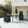 Image de vidaXL Ensemble à manger de jardin avec coussins 3 pcs Noir ensemble de salle à manger ensemble de salle à manger 3157597