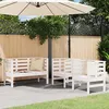 Image de vidaXL Salon de Jardin 3 pcs Sièges de Patio Ensemble de Meubles Mobilier de Terrasse Arrière-cour Extérieur Blanc Bois 825143