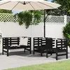 Image de vidaXL Salon de Jardin 3 pcs Sièges de Patio Ensemble de Meubles Mobilier de Terrasse Arrière-cour Extérieur Noir Bois 825146