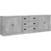 Image de Buffets 3 Pcs Gris Béton Bois D'ingénierie Vidaxl