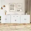 Image de Buffets 3 Pcs Blanc Bois D'ingénierie Vidaxl