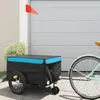 Image de vidaXL Remorque de vélo noir et bleu 45 kg fer 94107