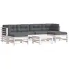 Image de Vidaxl salon de jardin 7 pcs avec coussins blanc bois massif