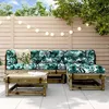 Image de vidaXL Salon de Jardin 5 pcs Canapé avec Repose-pied Ensemble de Meubles avec Table Basse Patio Terrasse Rustique Bois 3186171