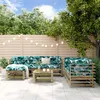 Image de vidaXL Salon de Jardin 7 pcs Canapé avec Repose-pied Ensemble de Meubles avec Table Basse Patio Terrasse Rustique Bois 3186199