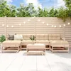 Image de vidaXL Salon de Jardin 7 pcs Canapés avec Repose-pied Ensemble de Meubles avec Table Basse Patio Terrasse Rustique Bois 3186375