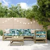 Image de vidaXL Salon de Jardin 6 pcs Canapés avec Repose-pied Ensemble de Meubles avec Table Basse Patio Terrasse Rustique Bois 3186472