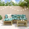 Image de vidaXL Salon de Jardin 5 pcs Canapés avec Repose-pied Ensemble de Meubles avec Table Basse Patio Terrasse Rustique Bois 3186563