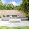 Image de vidaXL Salon de Jardin 4 pcs Banc avec Dossier Ensemble de Meubles avec Table Basse Patio Terrasse Rustique Blanc Bois 3186593