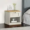 Image de Table De Chevet Vigo Blanc 42x35x42 Cm Bois De Pin Massif Vidaxl