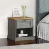 Image de Table De Chevet Vigo Gris 42x35x40 Cm Bois De Pin Massif Vidaxl