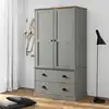 Image de Garde-robe Vigo Gris 90x55x170 Cm Bois Massif De Pin Vidaxl