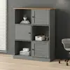 Image de Bibliothèque Vigo Gris 90x35x114,5 Cm Bois Massif De Pin Vidaxl