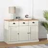 Image de Buffet Avec Tiroirs Vigo 113x40x75 Cm Blanc Bois Massif De Pin Vidaxl