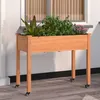 Image de Jardinière Sur Roues Avec Doublure Brun 118x59x80 Cm Bois Sapin Vidaxl