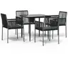 Image de Vidaxl ensemble à manger de jardin coussins 5pcs noir rotin et acier