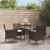 Image de Ensemble De Bistro De Jardin 5 Pcs Coussins Marron Poly Rotin Vidaxl