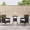 Image de Ensemble De Bistro De Jardin 3 Pcs Coussins Noir Poly Rotin Vidaxl
