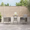 Image de Ensemble De Bistro De Jardin 3 Pcs Coussins Gris Poly Rotin Vidaxl