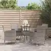 Image de Ensemble De Bistro De Jardin 5 Pcs Coussins Gris Poly Rotin Vidaxl