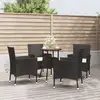 Image de Ensemble De Bistro De Jardin 5 Pcs Coussins Noir Poly Rotin Vidaxl