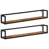 Image de Étagères Murales 2 Pcs 110x17x17 Cm Bois Massif D'acacia Et Fer Vidaxl