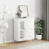 Image de Buffet Blanc Brillant 69,5x34x90 Cm Bois D'ingénierie Vidaxl