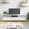 Image de Meuble Tv Blanc Brillant 150x30x44,5 Cm Bois D'ingénierie Vidaxl
