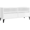 Image de Meuble Tv Blanc Brillant 100x34,5x44,5 Cm Bois D'ingénierie Vidaxl