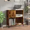 Image de Armoire À Disques Chêne Fumé 84,5x38x89 Cm Bois D'ingénierie Vidaxl