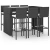 Image de Ensemble De Bar De Jardin 7 Pcs Avec Coussins Noir Poly Rotin Vidaxl