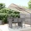 Image de Ensemble De Bar De Jardin 7 Pcs Avec Coussins Gris Poly Rotin Vidaxl