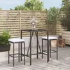 Image de Ensemble De Bar De Jardin 3 Pcs Avec Coussins Noir Poly Rotin Vidaxl