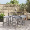 Image de Ensemble De Bar De Jardin 7 Pcs Avec Coussins Gris Poly Rotin Vidaxl