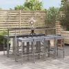 Image de Ensemble De Bar De Jardin 9 Pcs Avec Coussins Gris Poly Rotin Vidaxl
