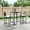 Image de Ensemble De Bar De Jardin 3 Pcs Avec Coussins Noir Poly Rotin Vidaxl