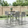 Image de Ensemble De Bar De Jardin 5 Pcs Avec Coussins Gris Poly Rotin Vidaxl